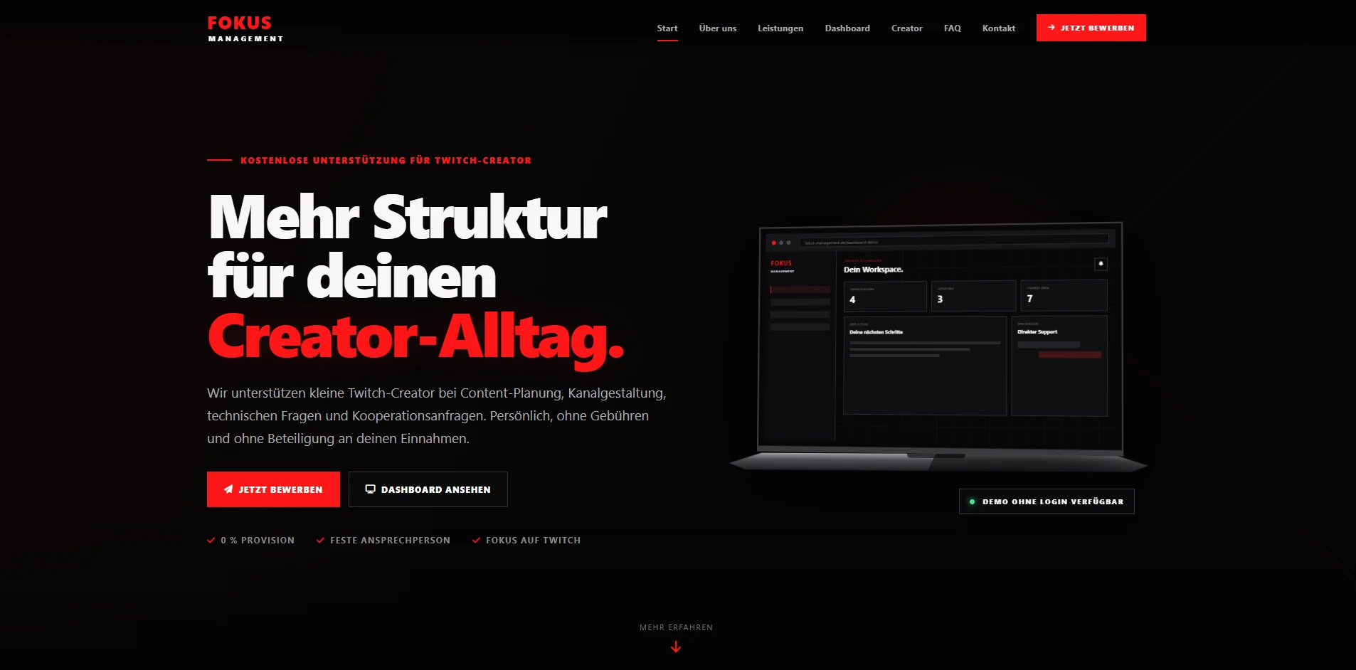 Fokus Management – Desktop-Vorschau